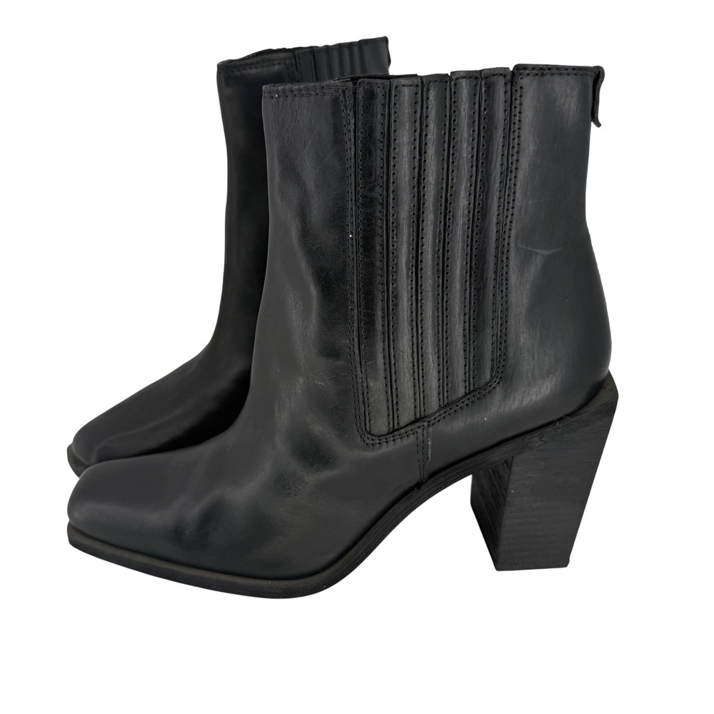 Sam Edelman Emalia Black Leather Chelsea Ankle‎ Boots Square Toe Block Heel 9.5